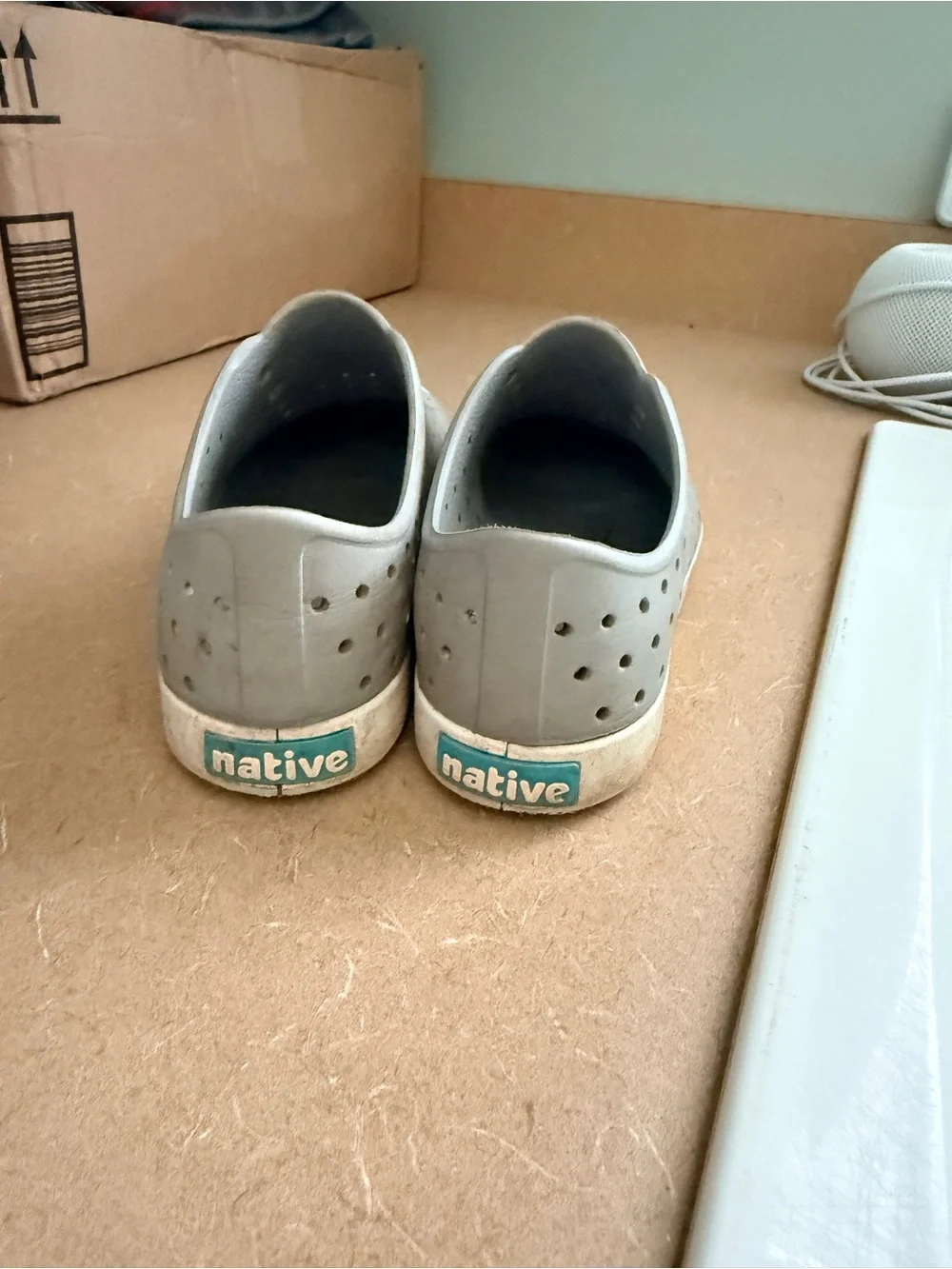 Native Jefferson Slip-On Shoes in Gray and White